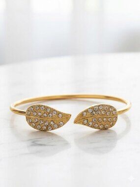 Gold Gorgeous Flower Bangle Bracelets - Brand New